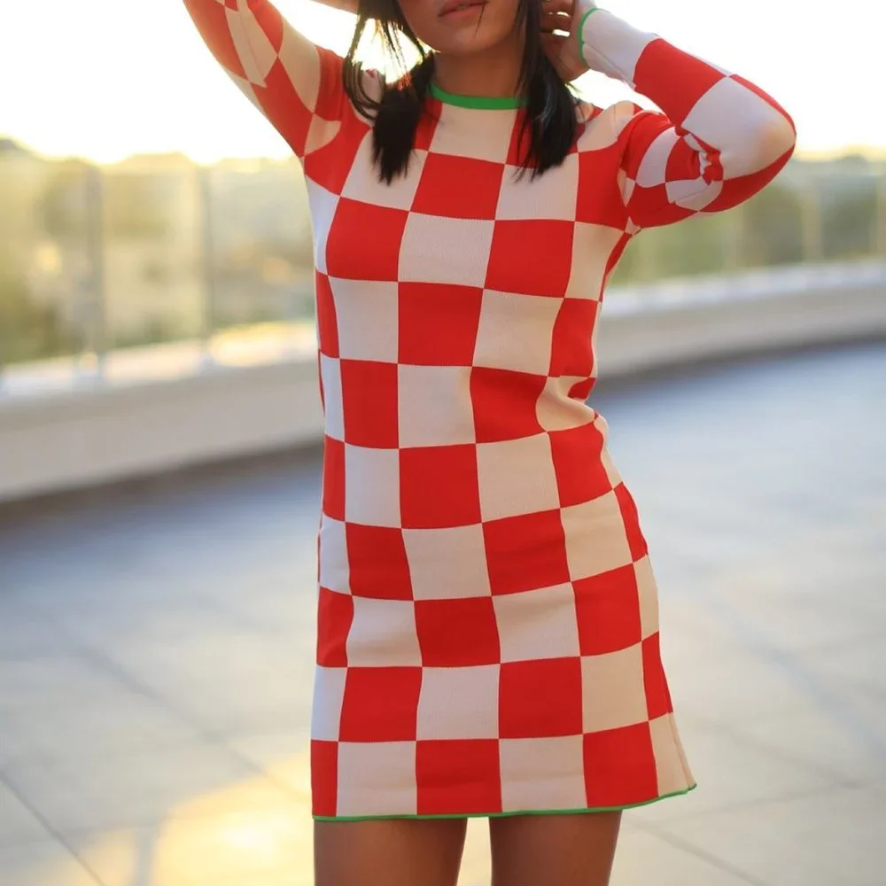 Zara Plaid Knit Dress_9